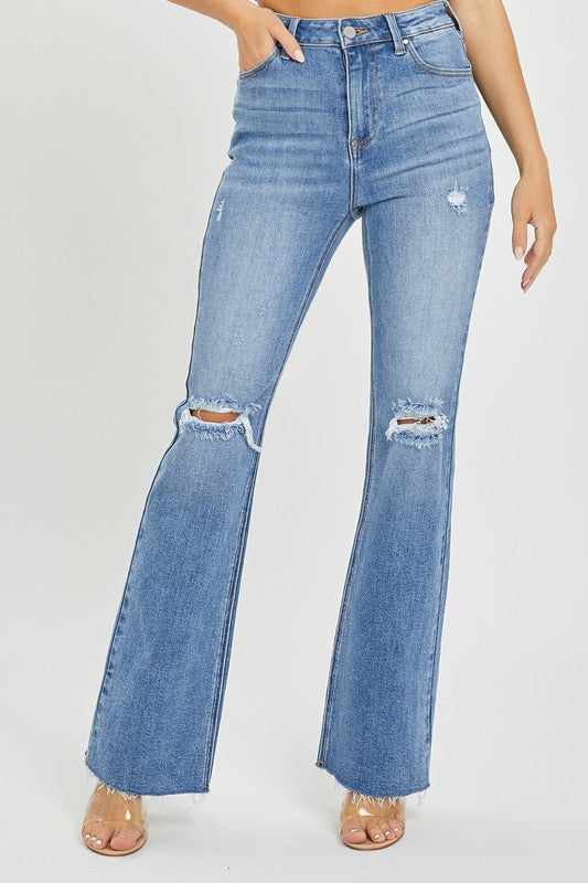 Høyt liv Flare Jeans Medium Denim 1