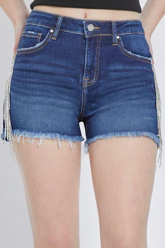 Høyt liv Rhinestone Frynse Shorts 1