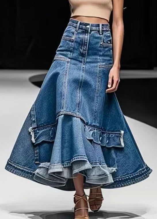 Høytlivs A-linje Skjørt i Denim for Damer 1