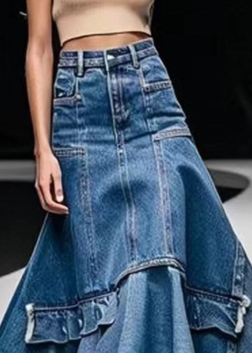 Høytlivs A-linje Skjørt i Denim for Damer 2