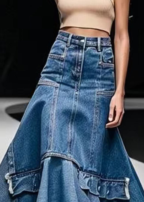 Høytlivs A-linje Skjørt i Denim for Damer 3