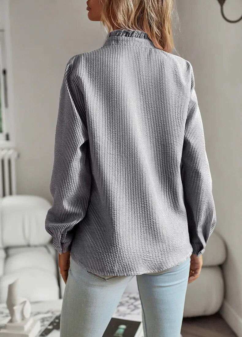 Kvinne Bluse Elegant Langermet Polyester