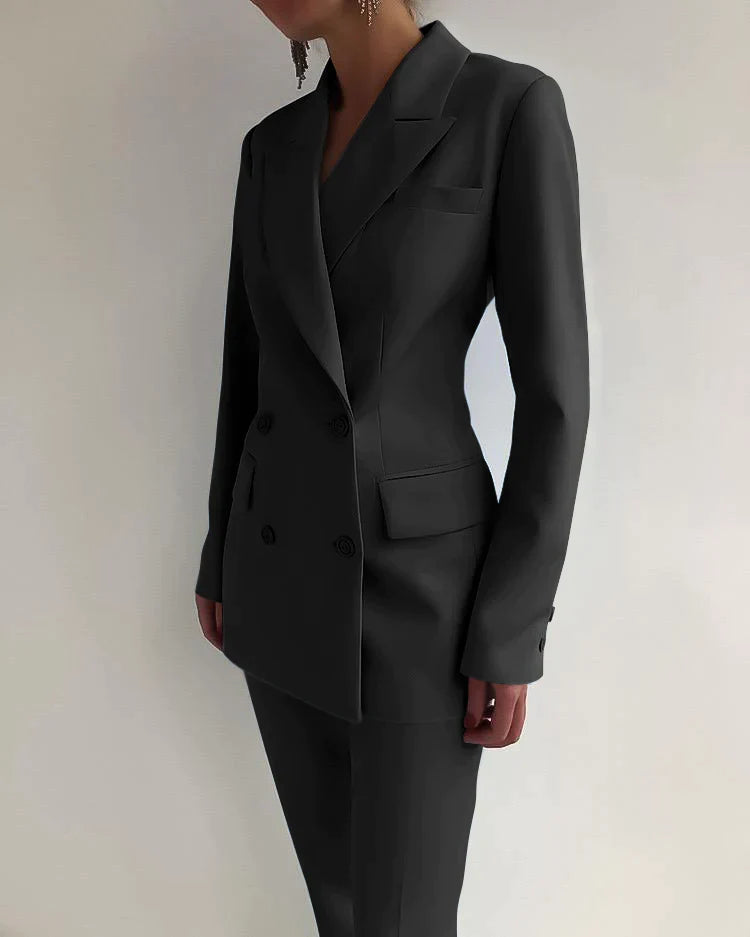 Dame Blazer og Bukser Sett Elegant Design Høykvalitetsstoffer-4