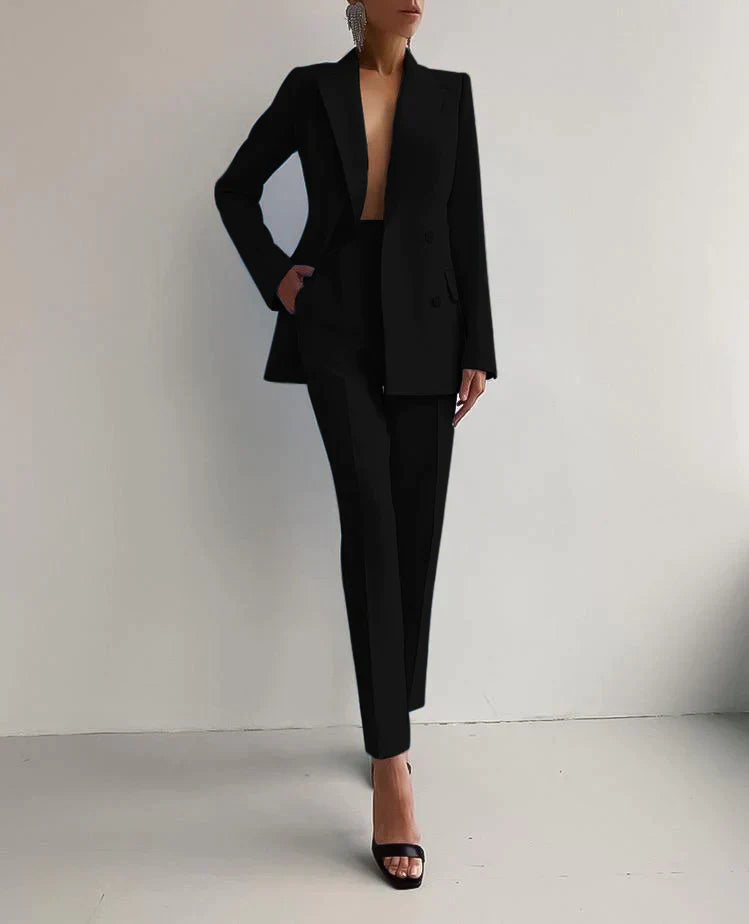 Dame Blazer og Bukser Sett Elegant Design Høykvalitetsstoffer-1
