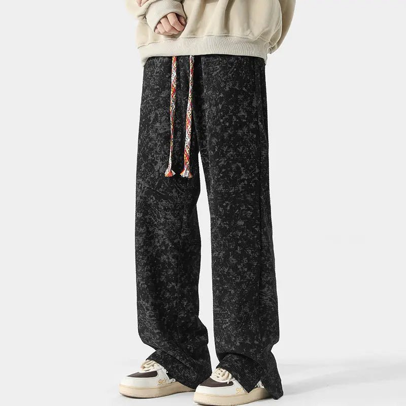 Joggebukse Herre Vintage Stil med Løse Ben og Elastisk Midje 1