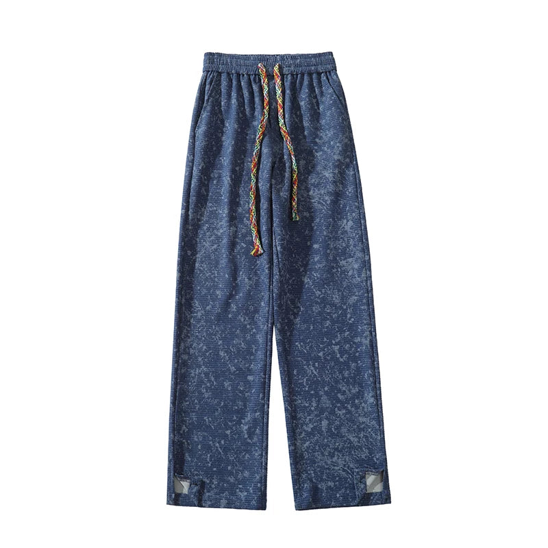 Joggebukse Herre Vintage Stil med Løse Ben og Elastisk Midje 8