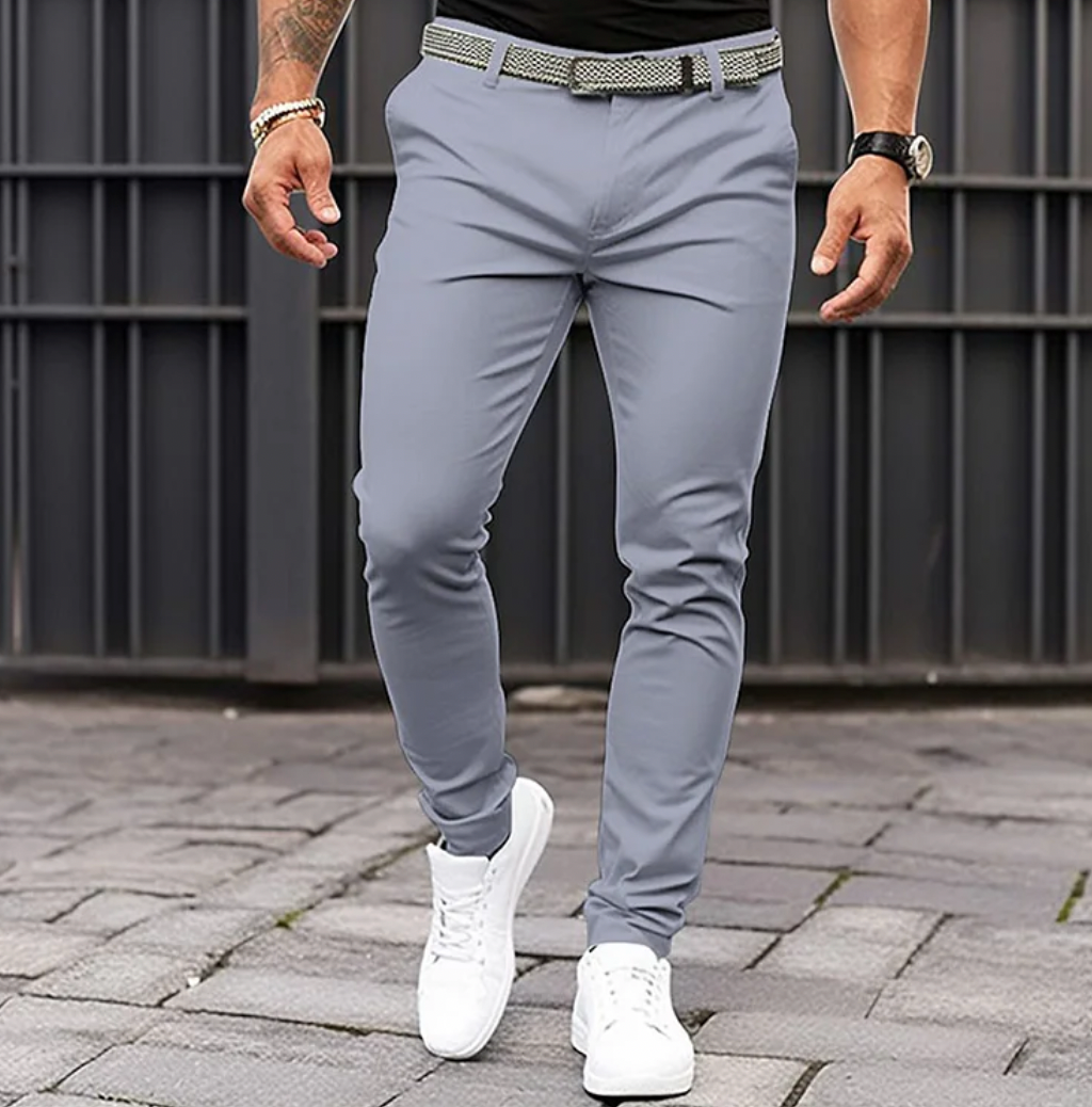 Herrebukse Elegant Grå 100% Bomull Tidløs Design-1