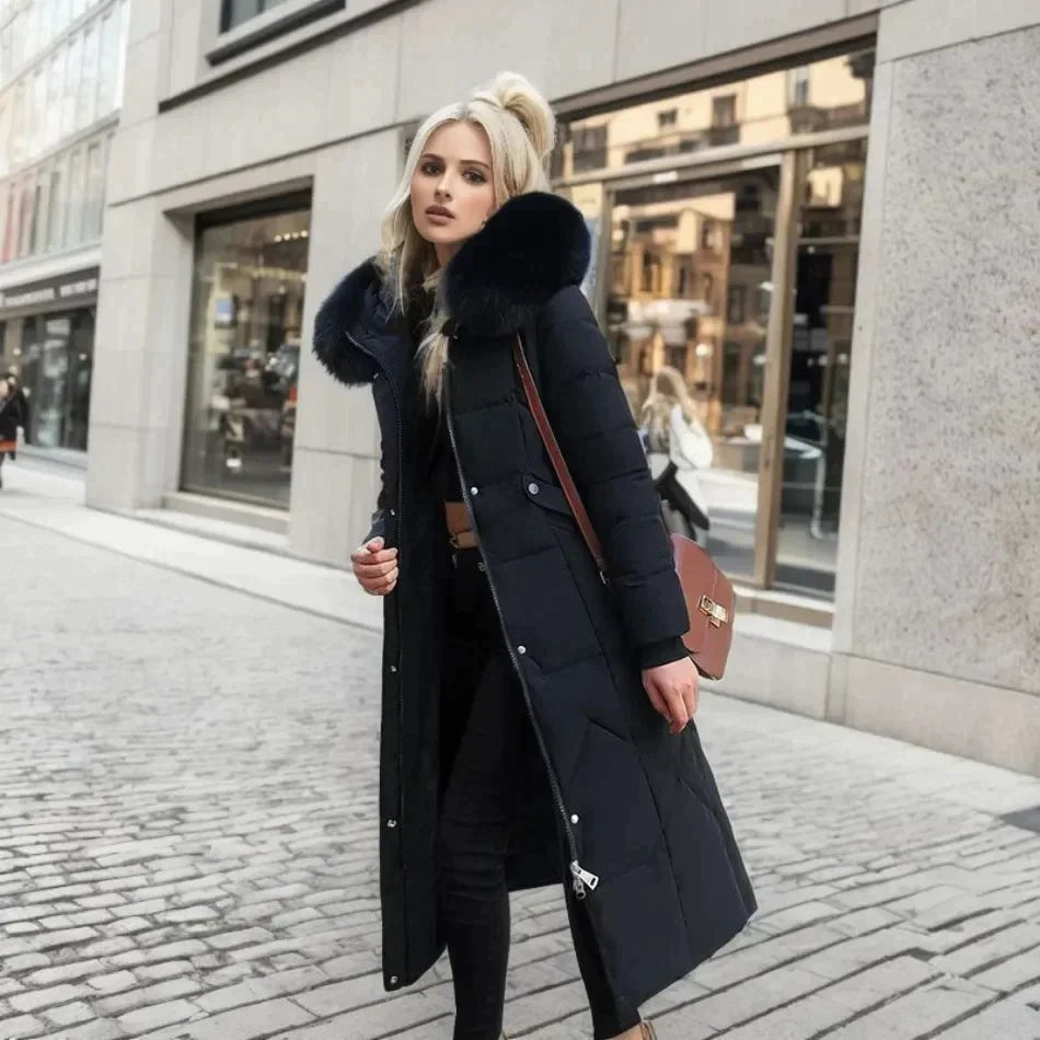 Kåpe Dame med Fuskepels Detaljer - Vinterkåpe Moderne Design 5