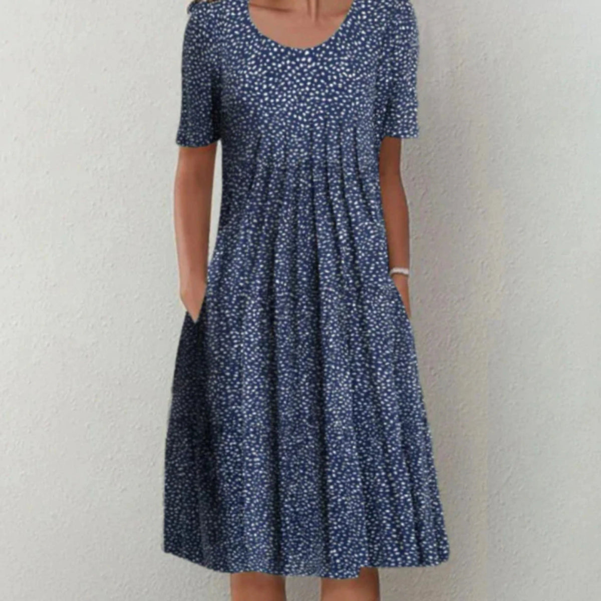 Kjoler Dame Midi Kjole med Blomsterdesign og Korte Ermer 3