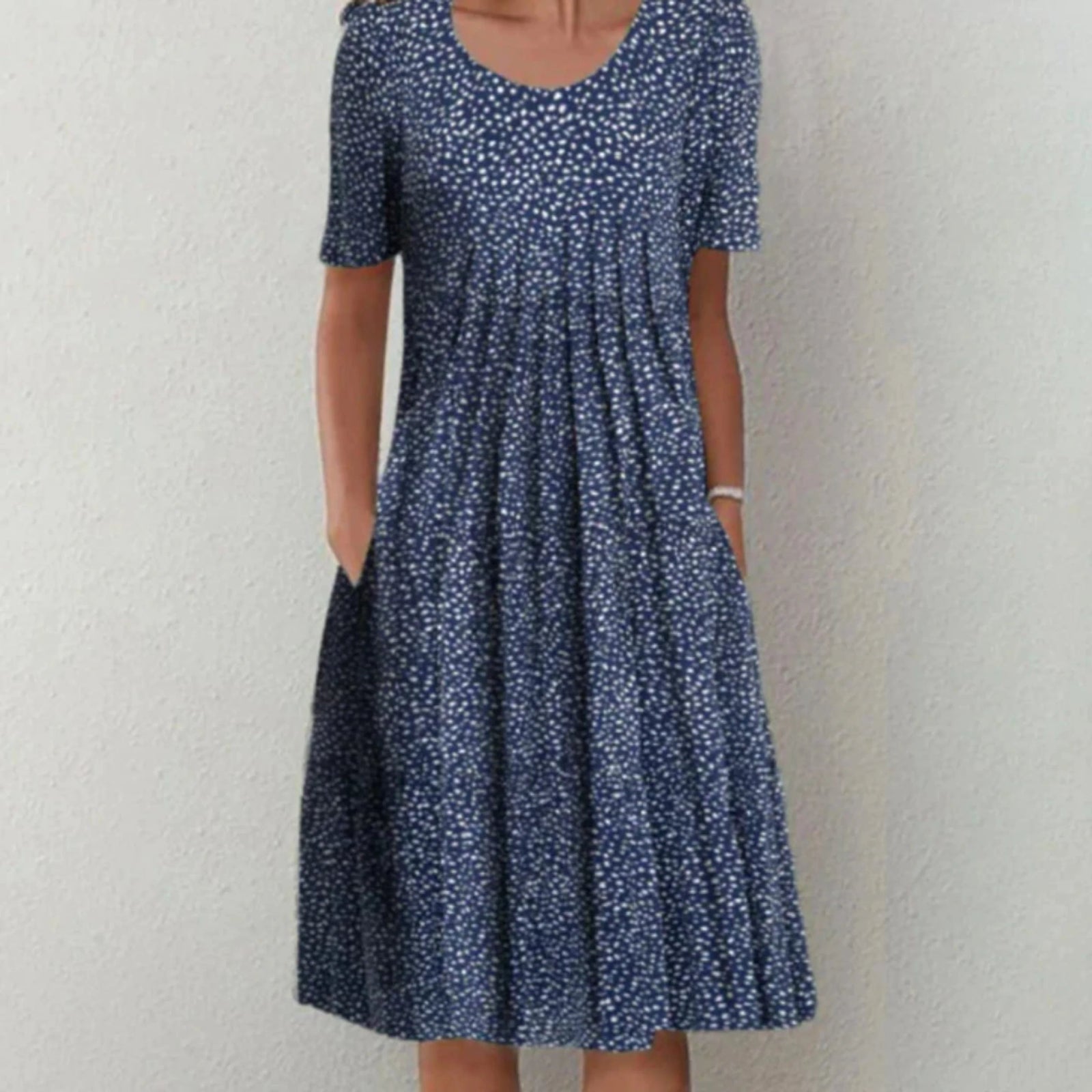 Kjoler Dame Midi Kjole med Blomsterdesign og Korte Ermer 3
