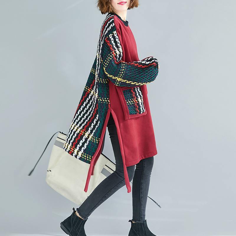 Kjoler Dame Oversized med Patchworkdesign 7
