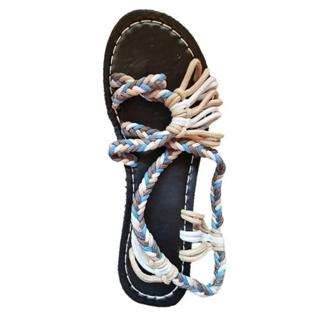 Håndvevde tau flate sandaler