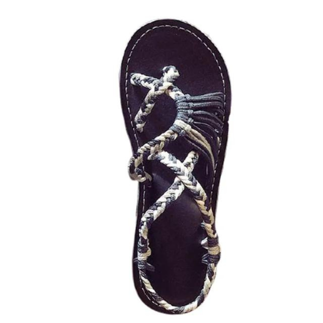 Håndvevde tau flate sandaler