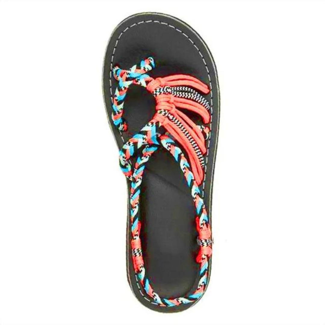 Håndvevde tau flate sandaler