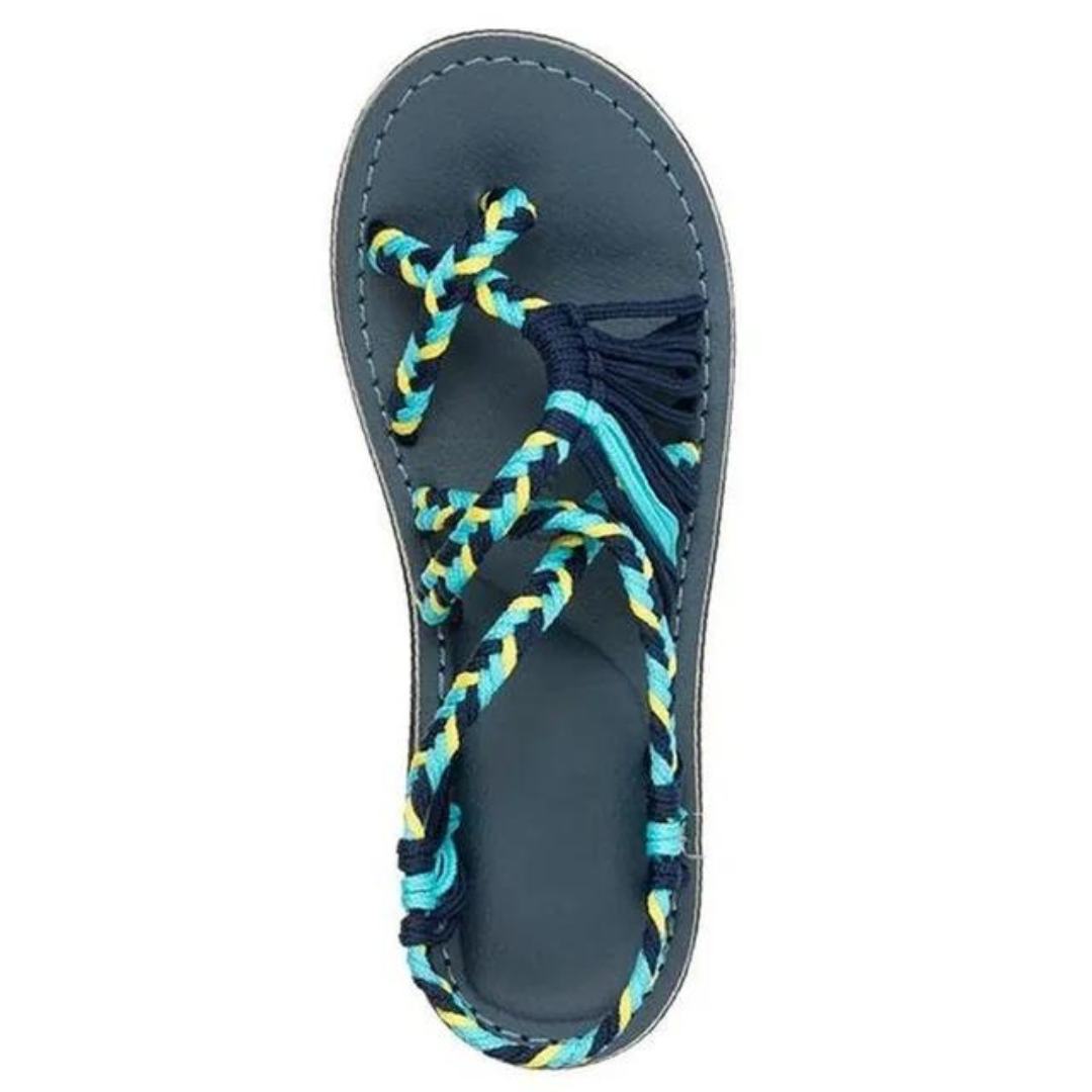 Håndvevde tau flate sandaler