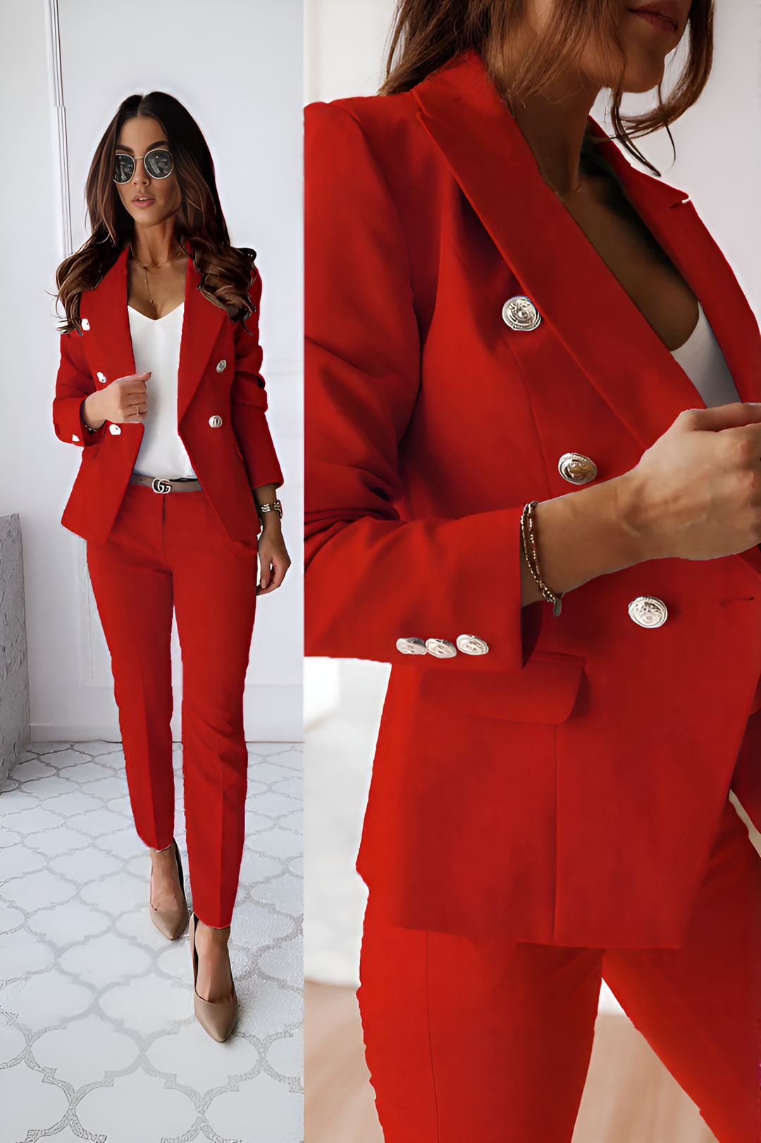 Kvinne Blazer og Bukse Settet Moderne Tweed 12