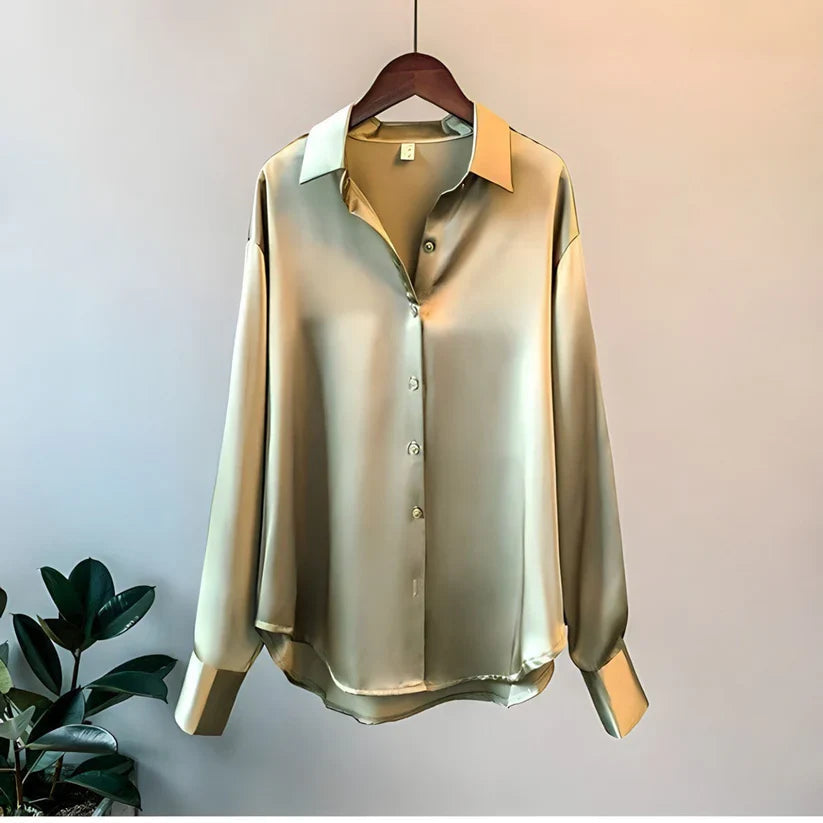 Kvinne Bluse Lange Ermer Silke Tidløs Design 1