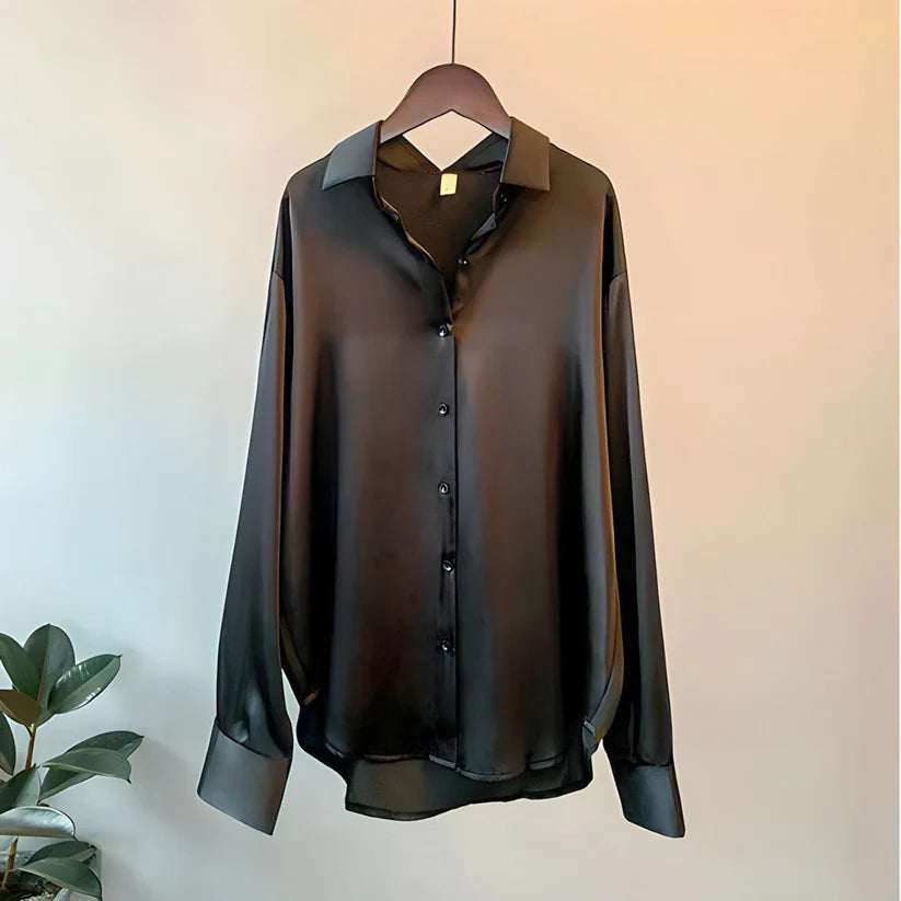 Kvinne Bluse Lange Ermer Silke Tidløs Design 2