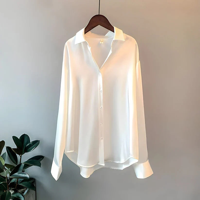 Kvinne Bluse Lange Ermer Silke Tidløs Design 3