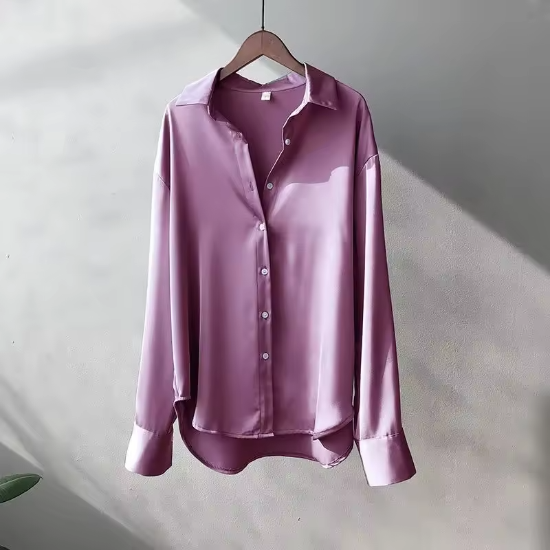 Kvinne Bluse Lange Ermer Silke Tidløs Design 4