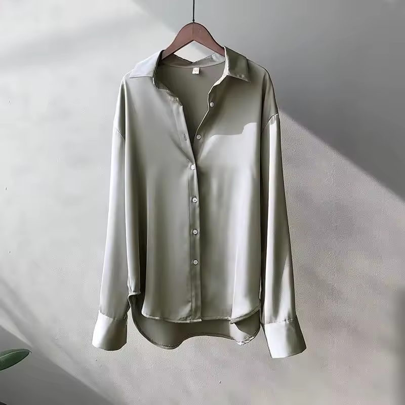 Kvinne Bluse Lange Ermer Silke Tidløs Design 5