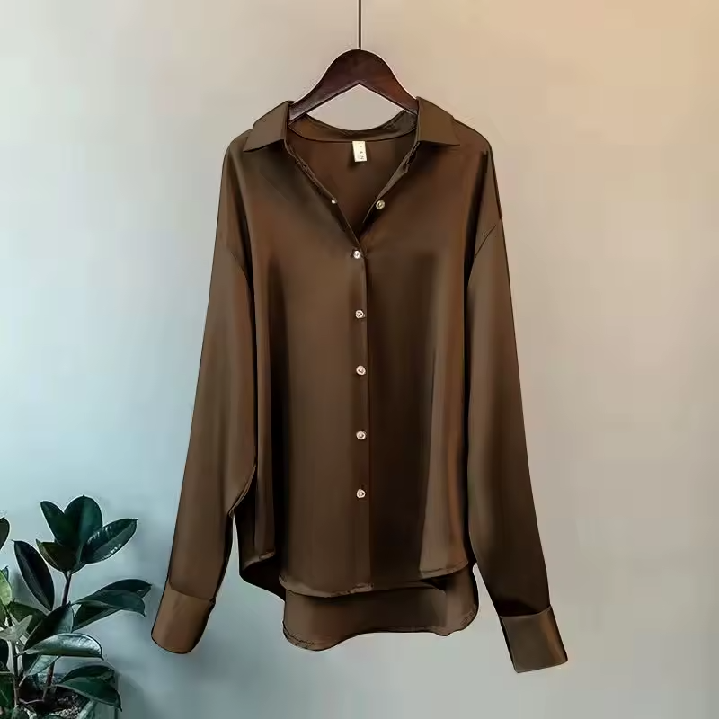 Kvinne Bluse Lange Ermer Silke Tidløs Design 6