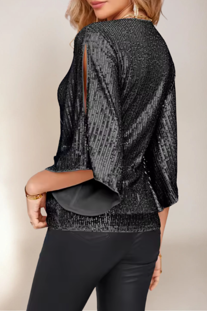 Kvinne Bluse Omslag Glitrende Lett Stoff 1