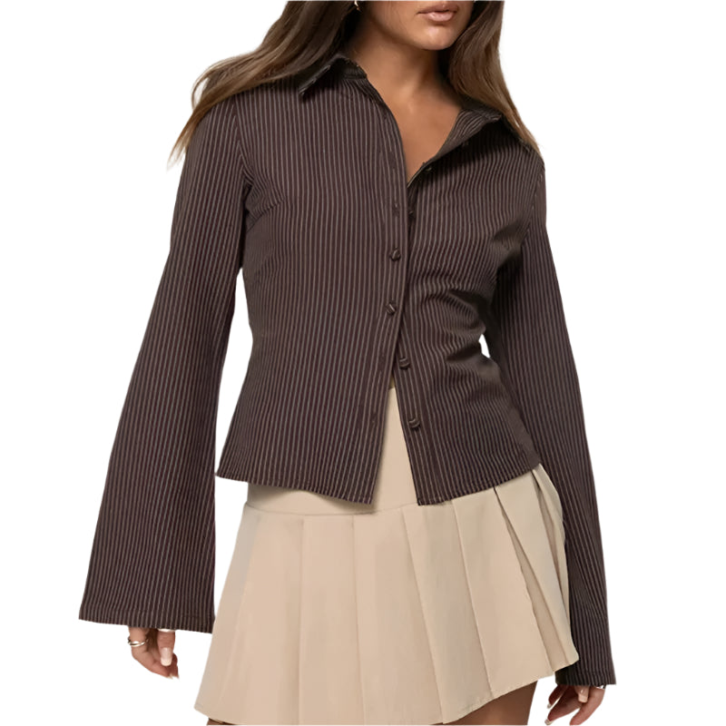 Kvinne Bluse Retro Stil Slim-Fit 0