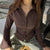 Kvinne Bluse Retro Stil Slim-Fit 6