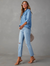 Kvinne Bluse med Knapper Langermet Bomullsblanding 3