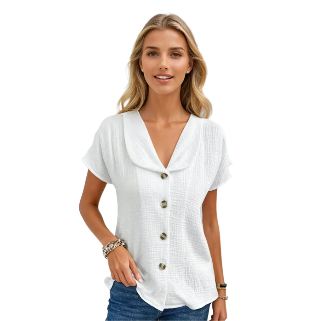 Kvinne Bluse med Krage og Knapper 0