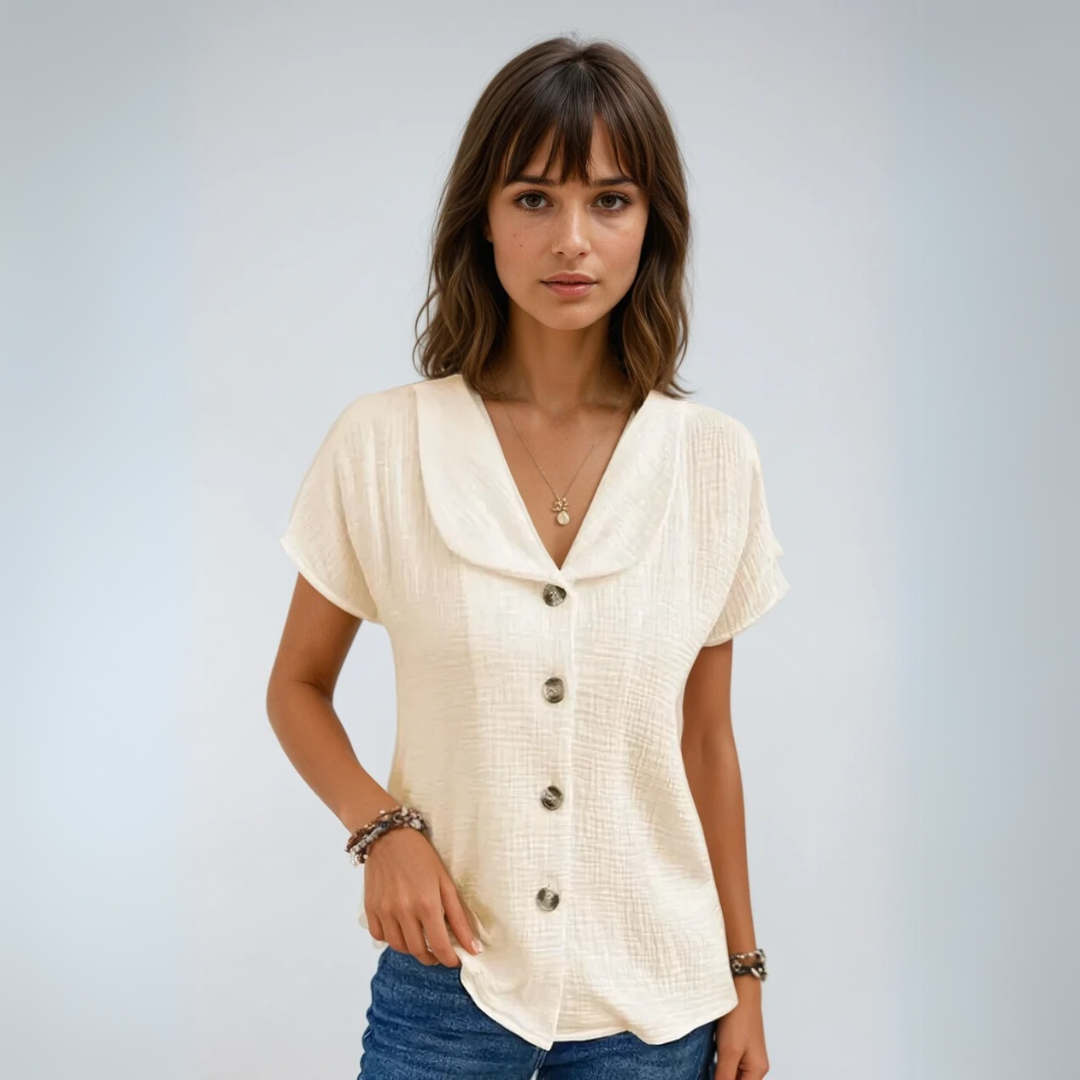 Kvinne Bluse med Krage og Knapper 1