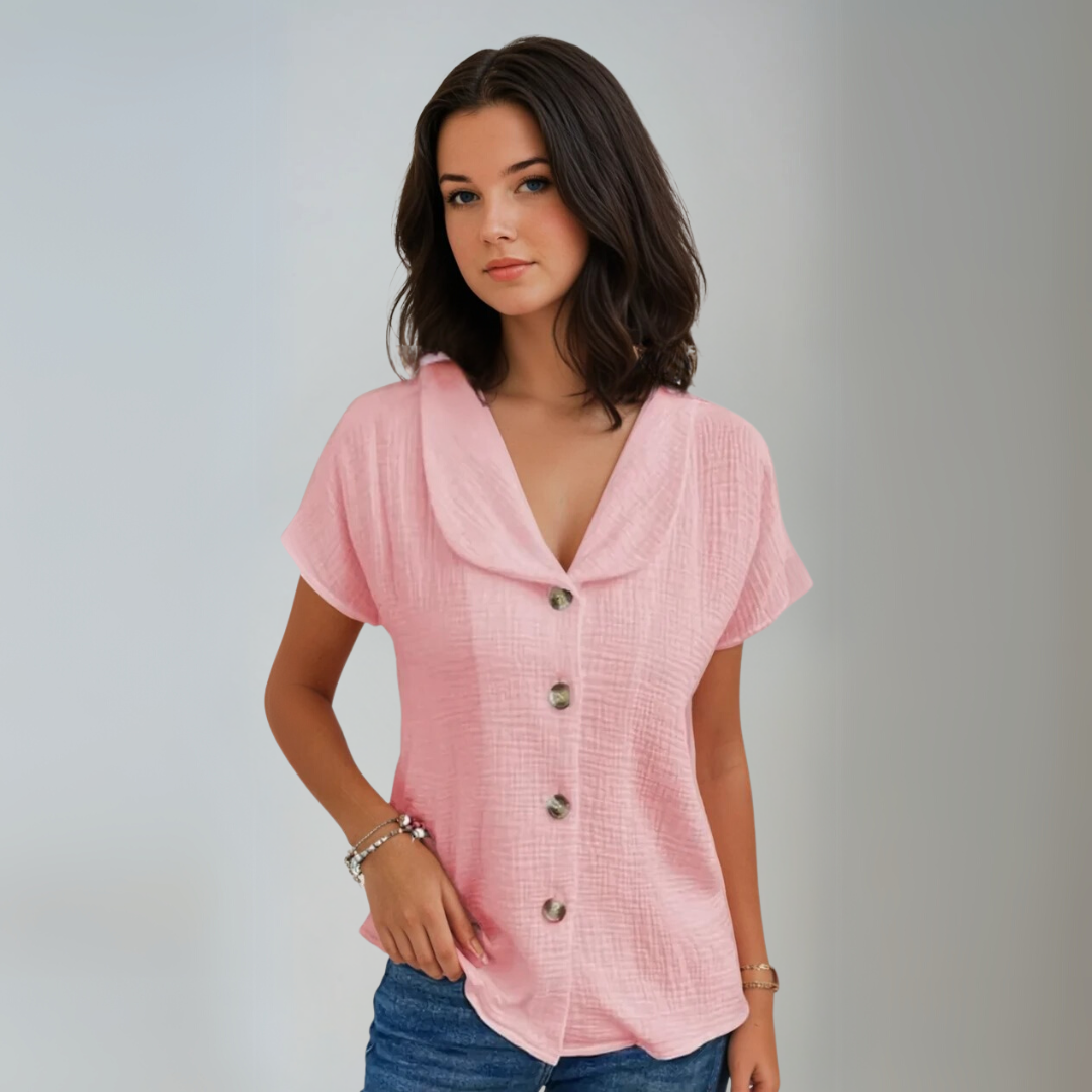 Kvinne Bluse med Krage og Knapper 4