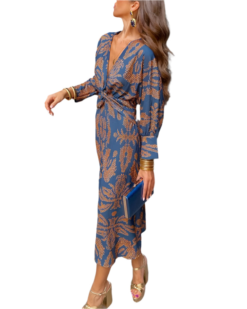 Kvinne Boho Maxikjole Drapert Blend 0