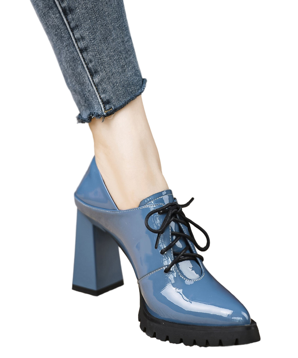 Kvinne Chunky Hæl Sandaler med Kryssremmer 0