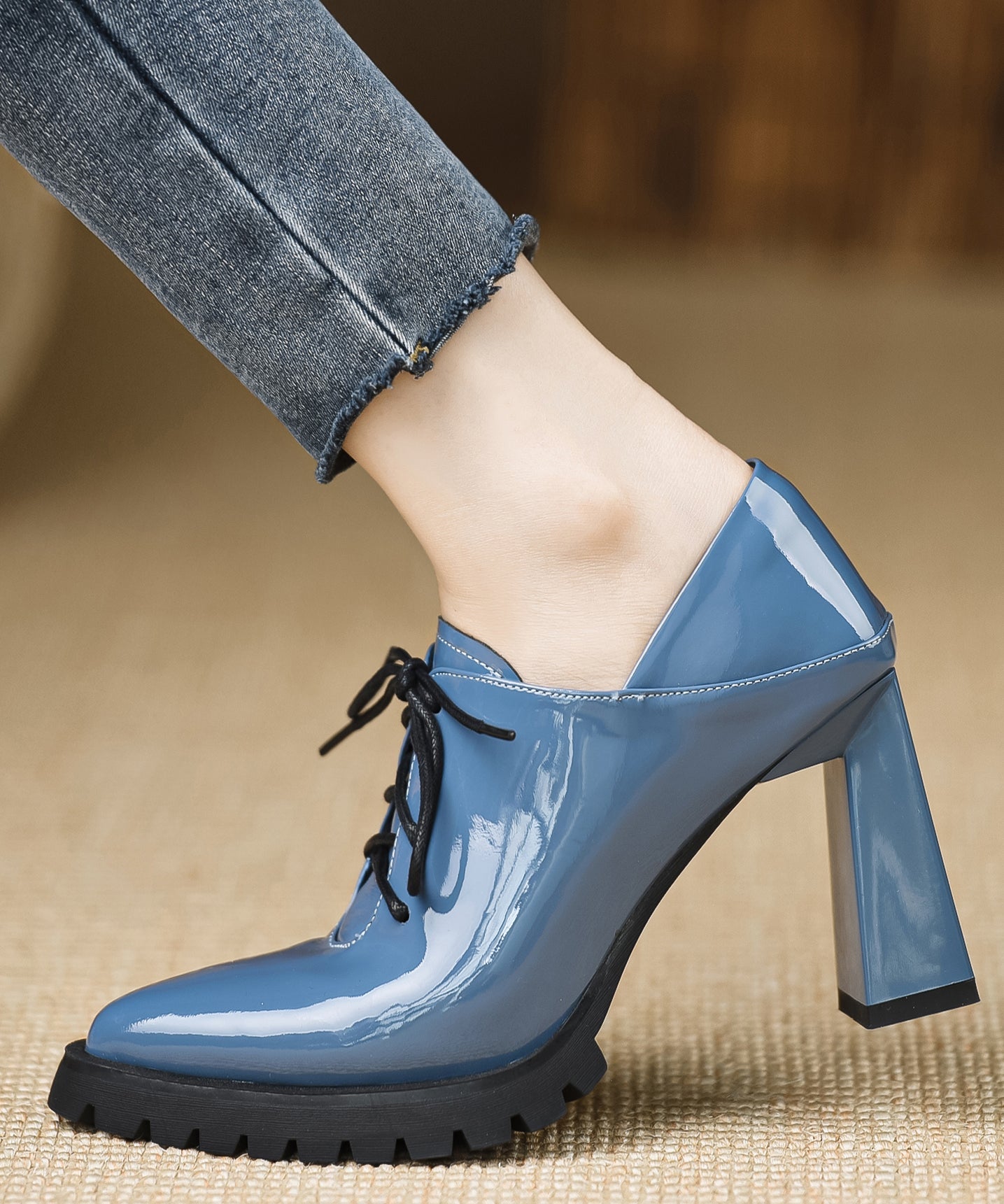 Kvinne Chunky Hæl Sandaler med Kryssremmer 3