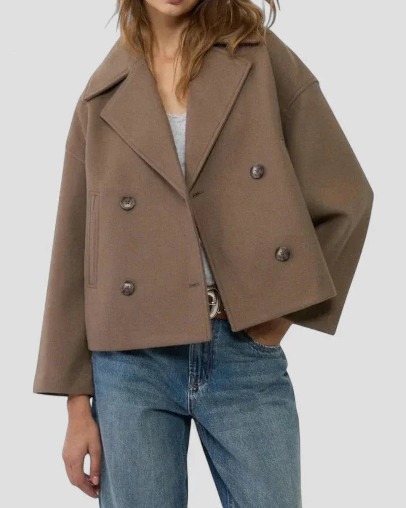 Kvinne Cropped Peacoat Dobbeltspente 1