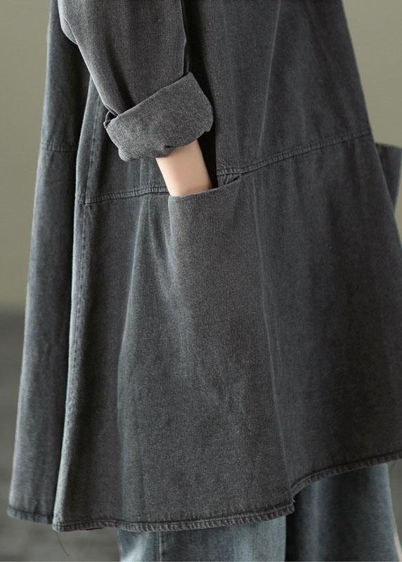 Kvinne Denim Kjole med Lange Ermer og Lommer 3