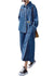 Kvinne Denim Lang Kjole med Asymmetrisk Design og Lommer 4