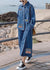 Kvinne Denim Lang Kjole med Asymmetrisk Design og Lommer 7