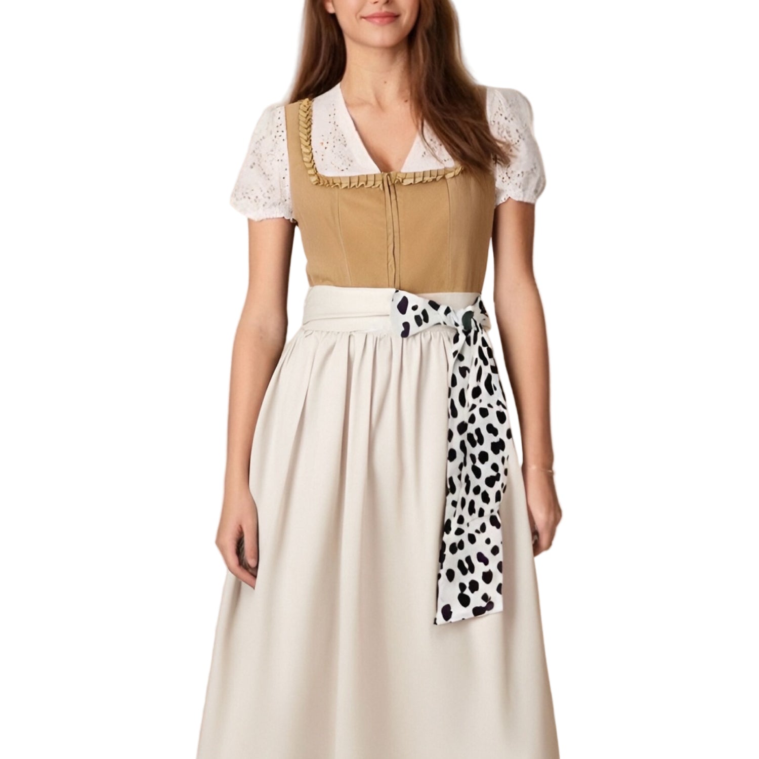 Kvinne Dirndl Leopardenmønster Polyester 0