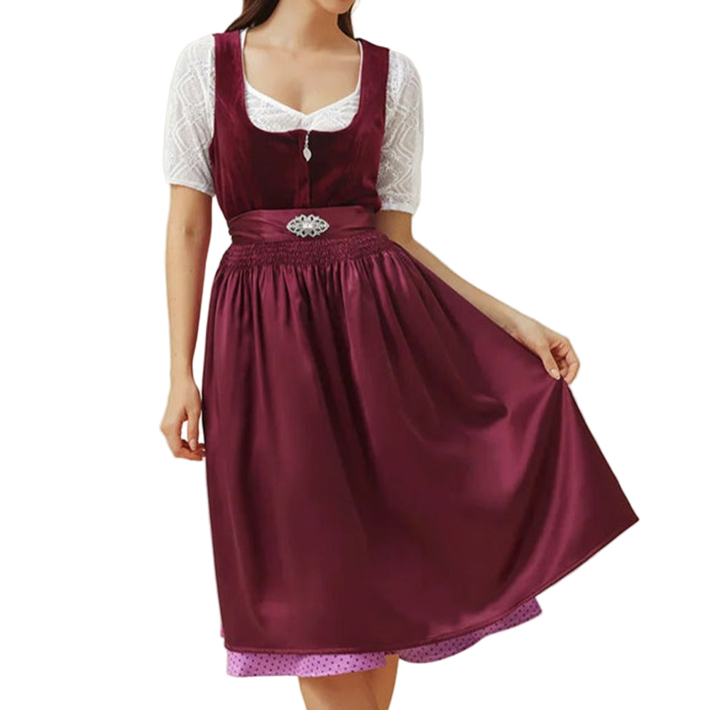 Kvinne Dirndlkjole Lilla med Schürze Polyester 0