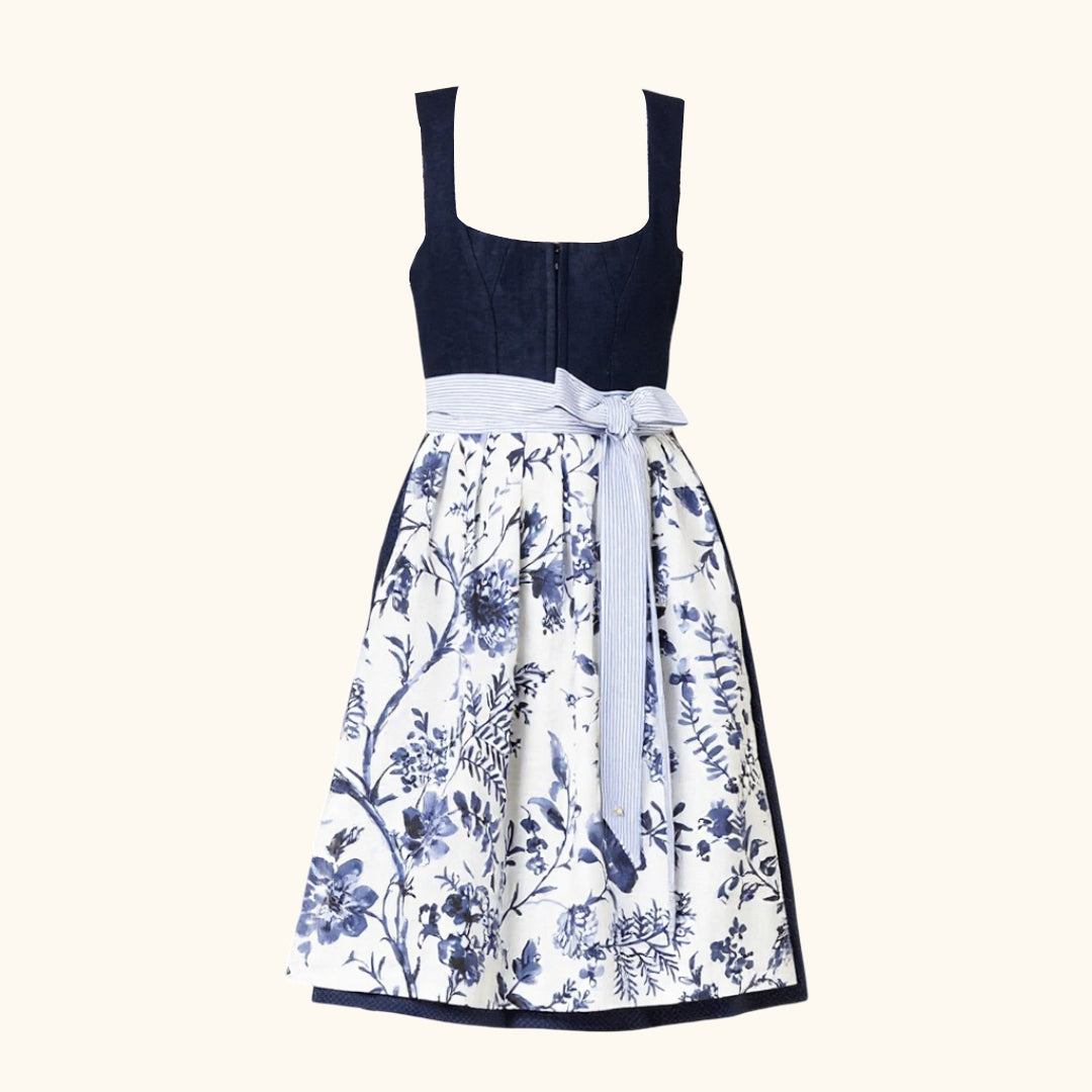 Kvinne Dirndlkjole med Blomsterdesign og Schürze 1