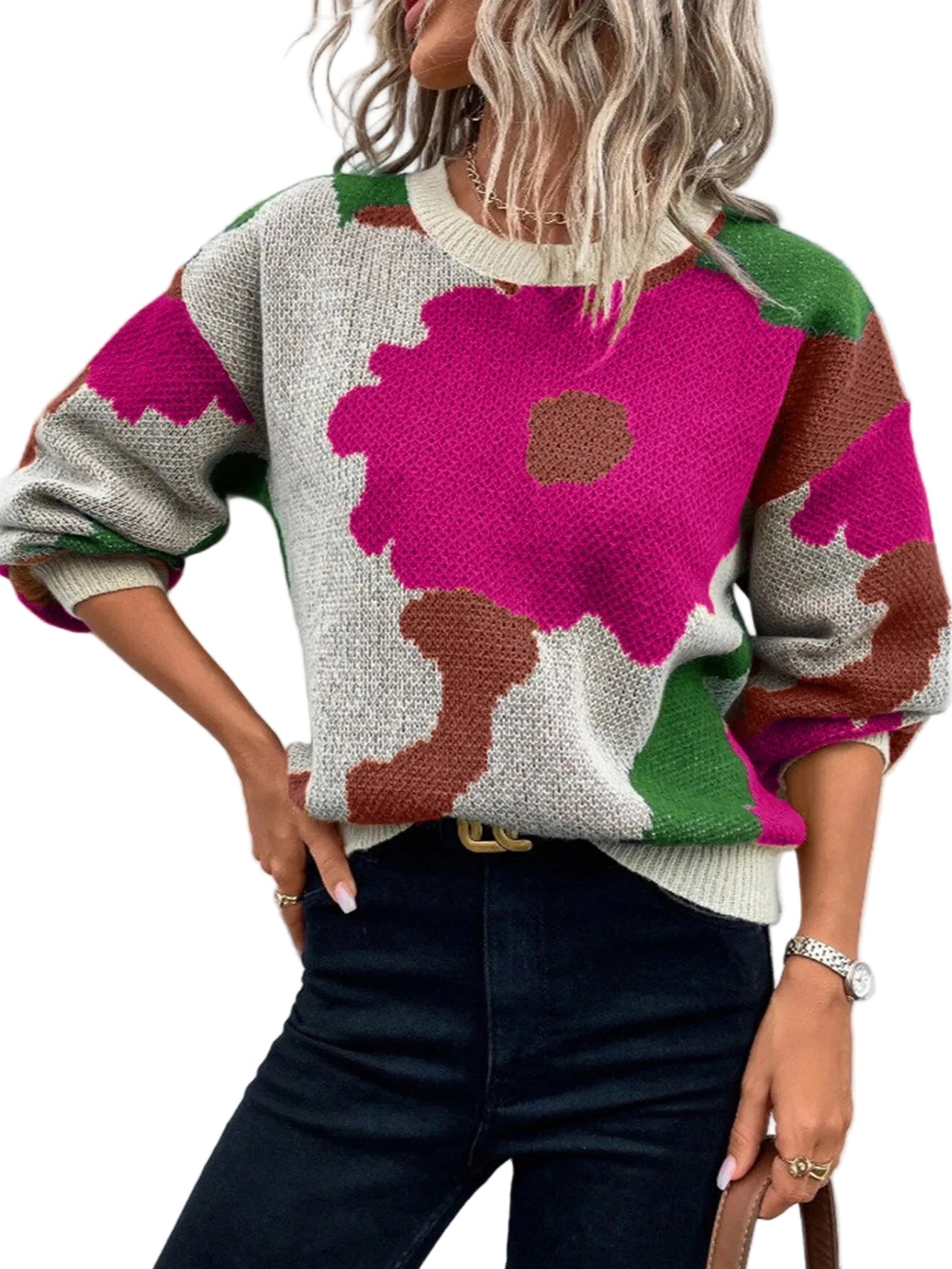 Kvinne Genser med Blomsterdesign 0