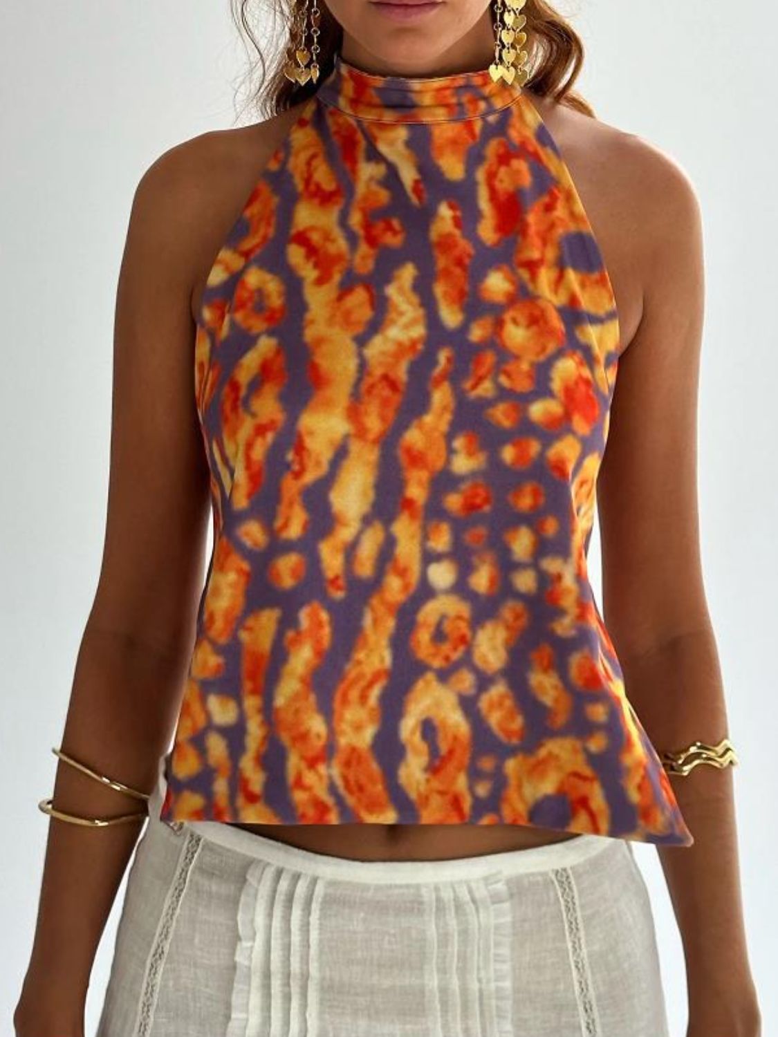 Kvinne Halterneck Tank Top Ryggløs Lett Stretch Polyester 13