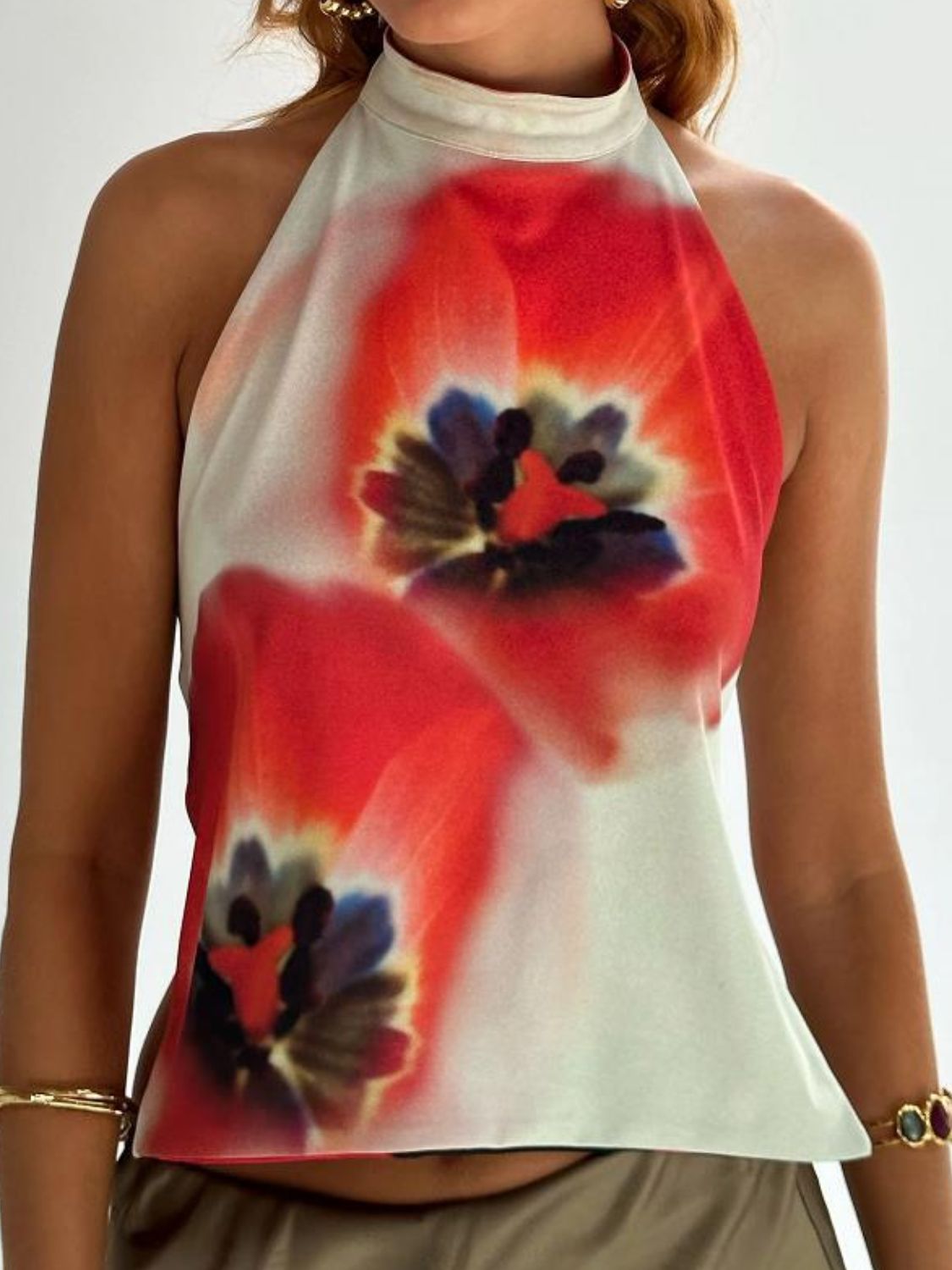 Kvinne Halterneck Tank Top Ryggløs Lett Stretch Polyester 7