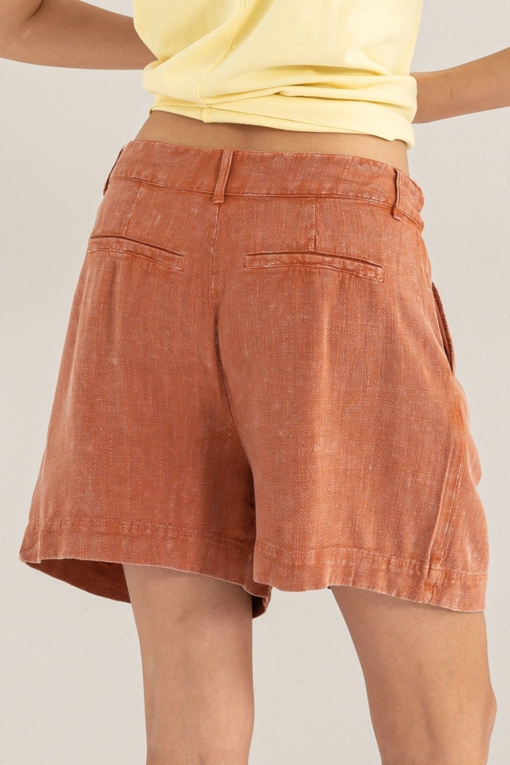 Kvinne High Waist Shorts Plisserte Rayon Lin 1
