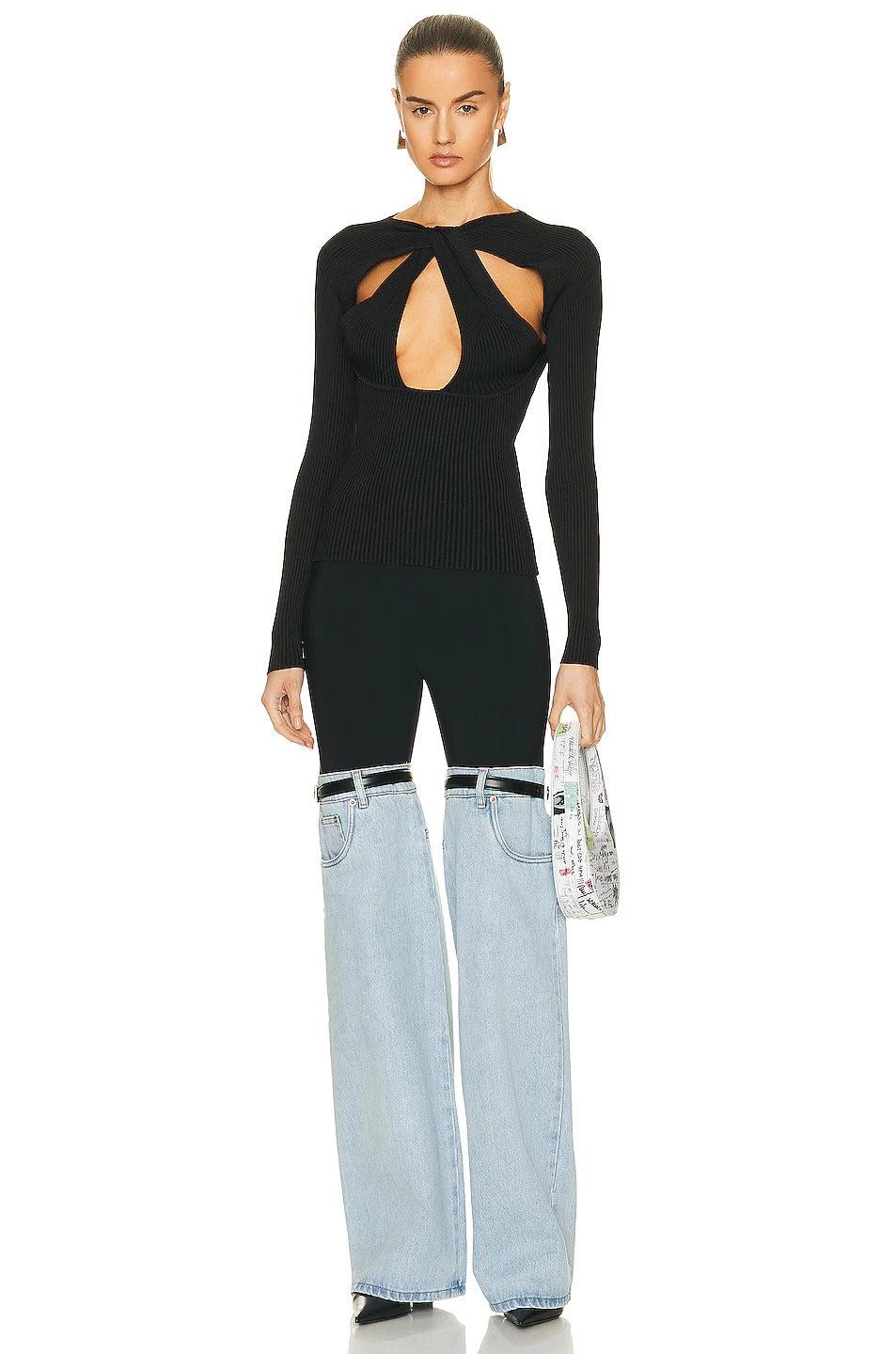 Kvinne Høyt Liv Straight Wide-Leg Bukser 1