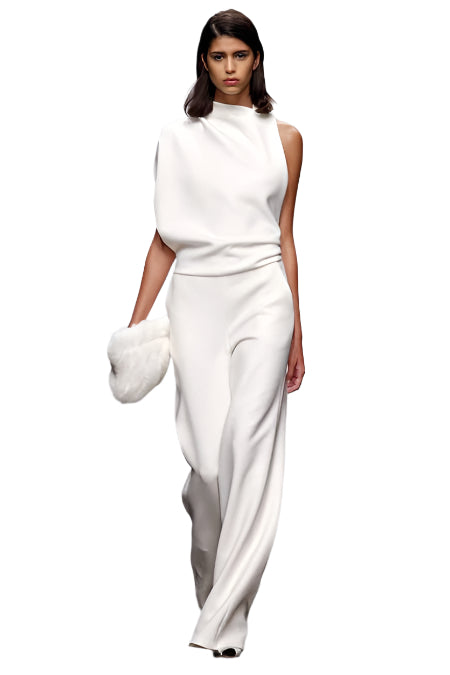 Kvinne Jumpsuit Asymmetrisk Høy Krage 0