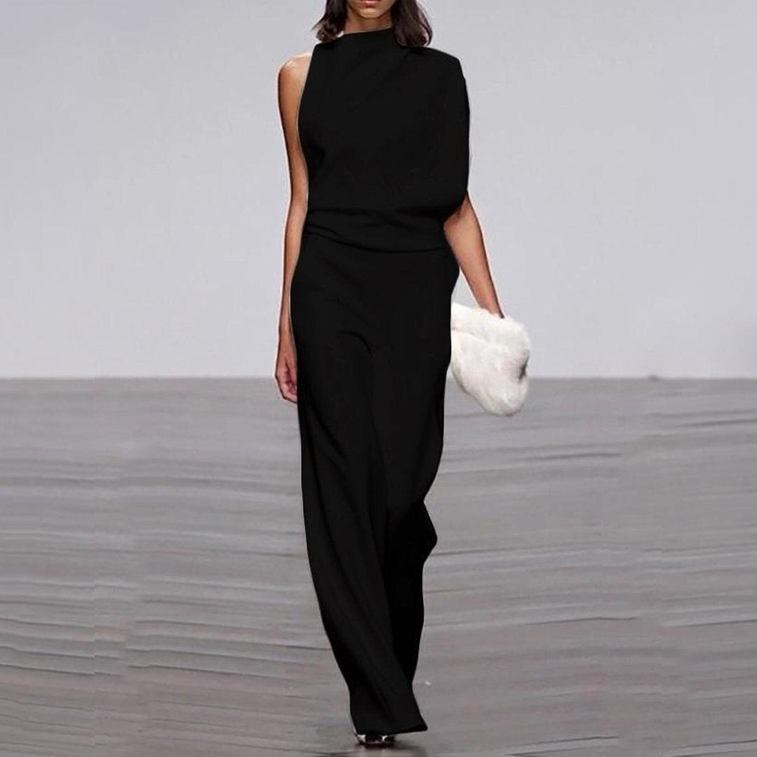 Kvinne Jumpsuit Asymmetrisk Høy Krage 3